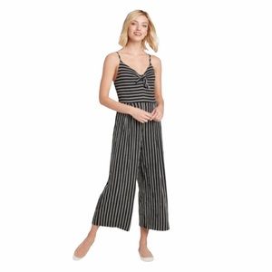 NWT Xhilaration Cropped Striped Front Tie Jumpsuit